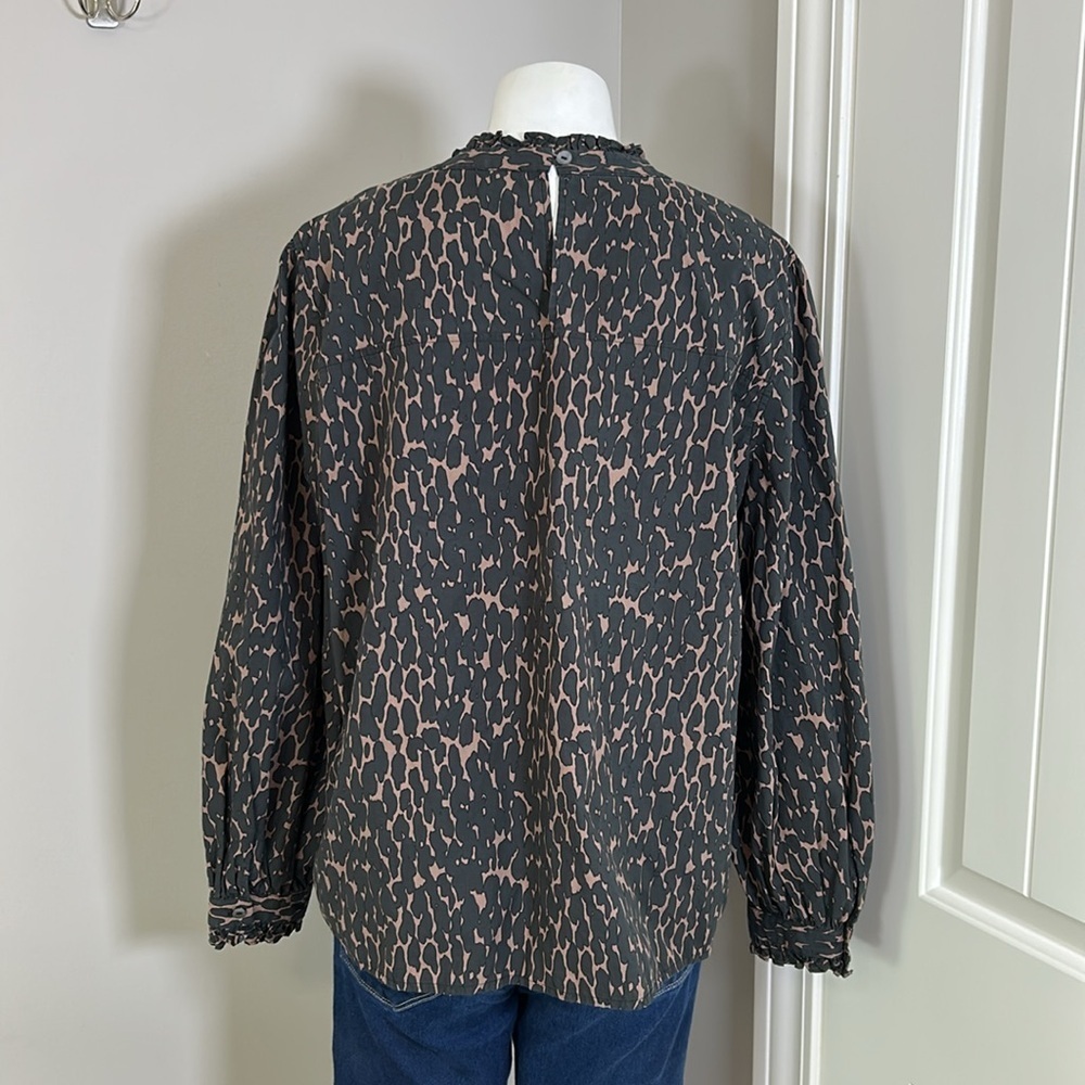 Rails Ariana Savannah Top caramel brown high neck shirt onyx black animal Sz XL - Picture 8 of 16